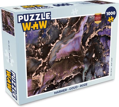 Puzzel Marmer - Goud - Roze - Legpuzzel - Puzzel 1000 stukjes volwassenen