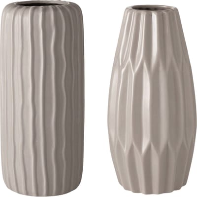Vaas Modern Keramiek Beige 26 cm - set van 2