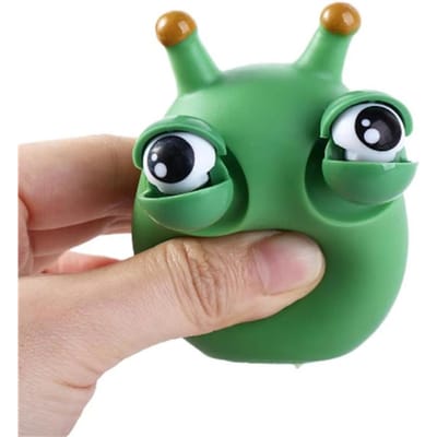 Jeu Créatif Ver Vert Gros Yeux à Presser Soulageur de Stress Pincer Amusant Cadeau Enfant Petite Jouet à Relâcher Halloween Farce Petit Outil blue