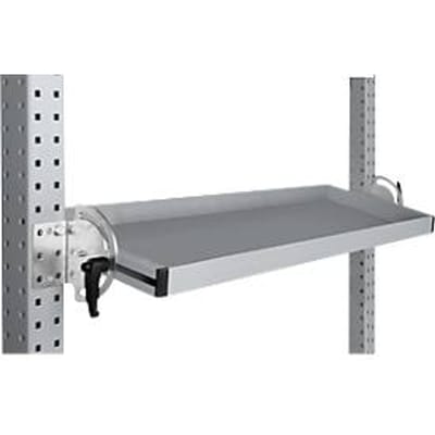 Manuflex kantelbare opbergconsole, voor de serie Universal of Profi, bruikbare diepte 195 mm, voor tafelbreedte 2500 mm, aluminium zilver