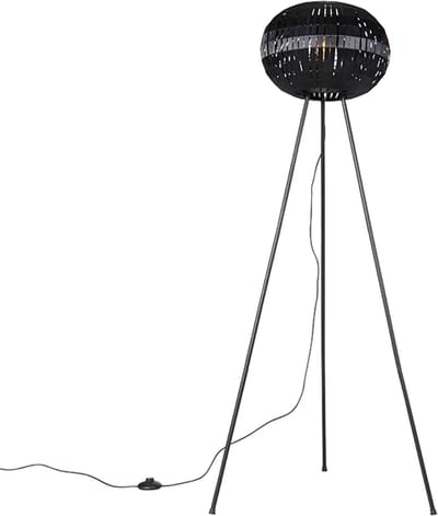 QAZQA zoe - Moderne Vloerlamp | Staande Lamp - 1 lichts - H 137 cm - Zwart - Woonkamer | Slaapkamer | Keuken
