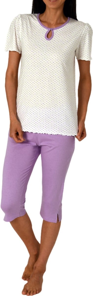 Normann dames capri pyjama met korte mouwen in stippenlook - ook in grote maten