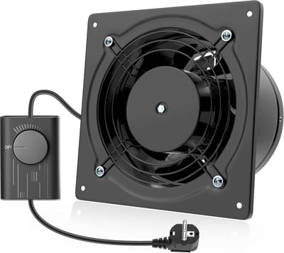 Afzuigventilator - Ventilator met regelaar - Luchtkwaliteit verbeteren - Stille werking - 150mm - Zwart