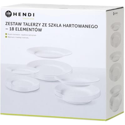 Hendi Serviesset - 18 Stuks - Smeedglas - Ø225mm - Ø245mm - Ø195mm