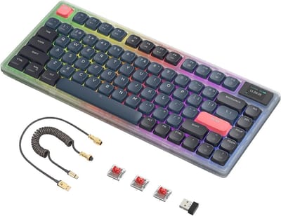 Mechanisch Toetsenbord met Slim Scherm - Ultra Dun Draadloos 75% Toetsenbord, Ondersteunt Bluetooth 5.1 en 2.4G