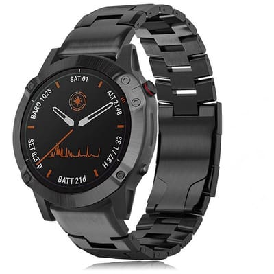 Titanium horlogeband voor Garmin Fenix 7X/6X/5X - Snelkoppeling, 26mm, Zwart