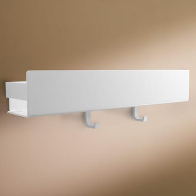 Hamburg Doucheplank Zonder Boren I Badkamerrek I Shampoohouder I Zelfklevende Wandplank I Badkamer Plank & Organizer I 2 Haken (Mat Wit, 42 cm)