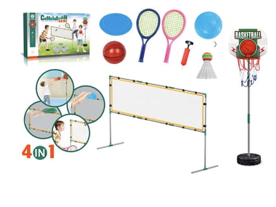 4-in-1 Set - Basketbal - Badminton - Frisbee - Tennis - Volleybal