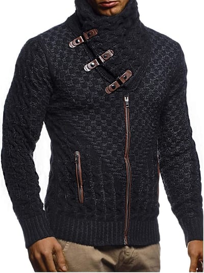 Heren Vest met Sjaalkraag en Gebreide Details