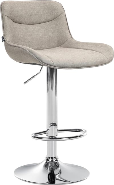 CLP Vonore Barkruk - Met rugleuning - Met voetensteun - Verstelbaar - Metalen frame - Stof - chroom/taupe