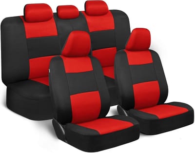 Stoelhoezen Complete Set - Stoelhoezen - Auto Complete Set 5 Zitplaatsen - Geschikt voor Auto Voor- en Achterbank Gesplitste Stoelhoezen - Eenvoudig te Installeren - Auto Accessoires voor Auto, Vrachtwagen, Bestelwagen, SUV - Rood