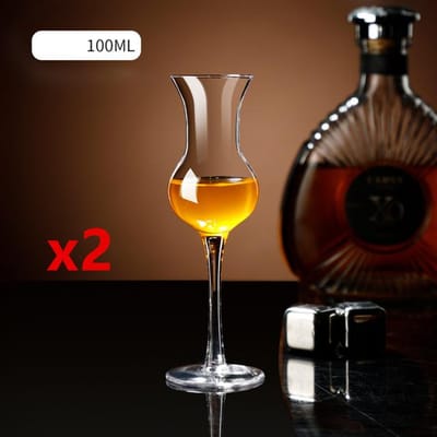 Lot de 2 Verres de Dégustation Tulip Iso pour Whisky Cognac Brandy Snifter Cristal Soufflé Main Verre à Whisky Verres à Liqueur Pas Chers Coupe à Vin 100-150ml brown