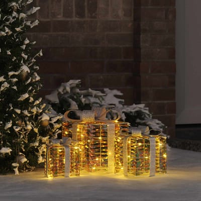 vidaXL - met - 60 - LED - 3 - pcs - Warmwit - 20 - x - 20 - x - 20 - cm - PET