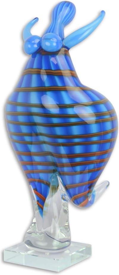 Beeld glas - blauw gestreepte danseres - Murano Stijl Sculptuur - 39.9 cm hoog