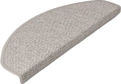 FLOORDIREKT Trapmat - Sabang - Sisal-look - Zelfklevend - Zilver - Halfrond - 23,5 x 65 cm