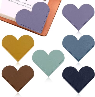 6 stuks hartvormige bladwijzers van leer, boekenleggers voor hoekpagina's, accessoire voor boeken, boekenleggers, handgemaakt, schattige bladwijzers voor kinderen, vrouwen, leesliefhebbers