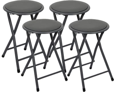 Urban Living Bijzet krukjes - 4x - antraciet - metaal/stof - D30 x H45 cm - opvouwbaar