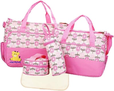 Baby Luiertas Set - Baby Verzorgingstas Moedertas - Baby Onderweg - Waterdicht Materiaal Trekvaste Naden - Grote Kleine Tas - Roze