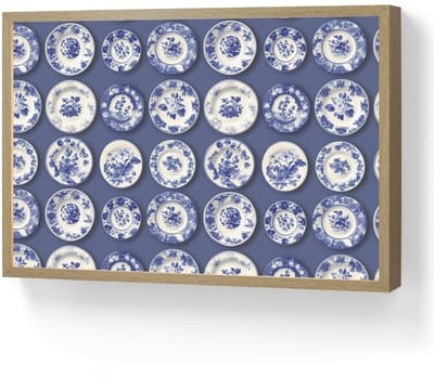 Wandlamp 60x40 cm - Oplaadbaar - Borden - Floraal - Blauw - Wandlampen binnen woonkamer - Slaapkamer lamp - Decoratieve nachtlamp - Vloerlamp draadloos