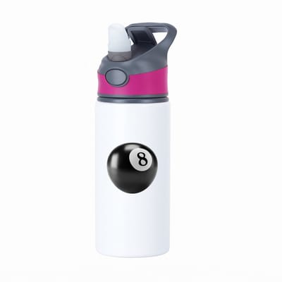 Hacebo® - Biljartbal waterfles met rietje roze - Biljart - Biljarters - Snooker - poolen - nummer 8 - water fles - 650ML