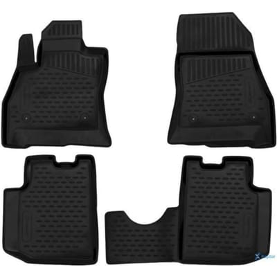 Tapis De Sol En Caoutchouc 3D Exclusive - J&J AUTOMOTIVE - Fiat 500L - Noir - Sur Mesure - Antidérapant noir