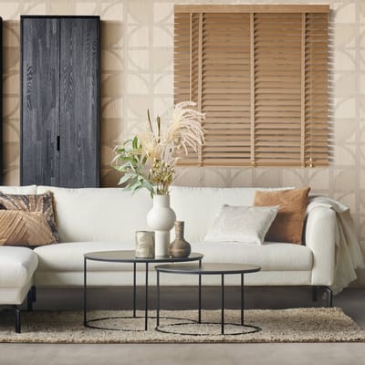 Houten Jaloezie Naturel - 180x130 cm (BxH) - Raamdecoratie - Lamelbreedte 50 mm - inc. Bedieningskoord en Draaistang - Eenvoudig op maat maken en monteren