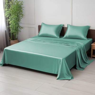Lakenset Bamboe - Beddengoed Set - Heerlijk Slapen - 100% Biologisch Bamboe - King 4 Delig - Aqua