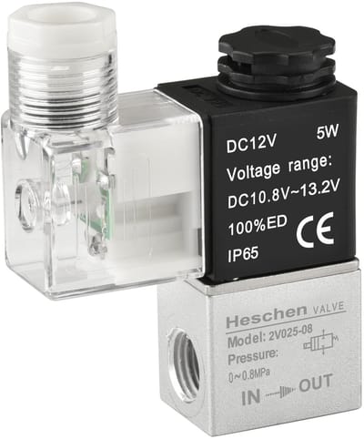 Dailygoody - Pneumatische Solenoidklep - 2/2 Weg - Compact formaat - 12VDC - Effectief 1.2 mm - Geschikt voor diverse toepassingen - Model 2V025-08
