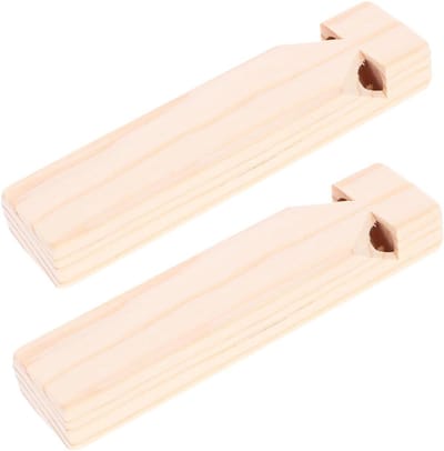 Houten Fluit - Speelgoed Fluitje - Muziek Leren - Gladde Afwerking - 2 Stuks - Khaki