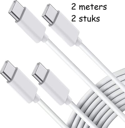 usb c naar usb c kabel - usb c naar usb c kabel -C naar C - 2m 2 pack Laadkabel USB C kabel Hoge Snelheid | voor Geschikt voor Samsung S21 / S21 Ultra / S21 Plus / S20 / S20 Ultra / S10 / S10 Plus / Note 20 wit