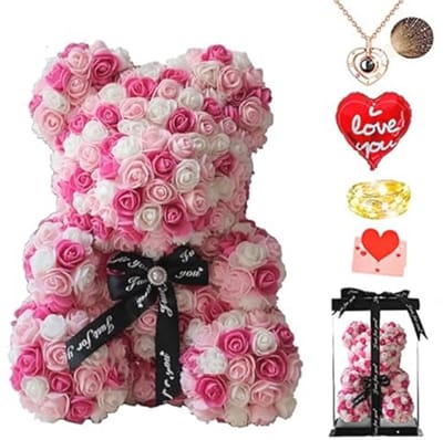 Roze Teddybeer met Rozen - Perfecte Cadeau voor Valentijnsdag, Moederdag en Verjaardagen