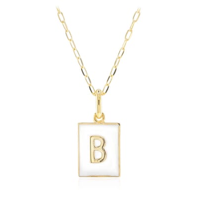 Cavill - 925 Sterling Zilver Halsketting voor Dames met Goudkleurige Initiaal B Hanger - Verstelbaar 45-50 cm - Modern Design