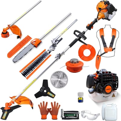 Benzine Bosmaaier - Tuingereedschap Multitool - Krachtig Tuinonderhoud - Brandstofbesparend Ontwerp - 99 x 30 x 12.7 cm - Oranje