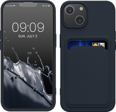 kwmobile telefoonhoesje geschikt voor Apple iPhone 14 - Hoesje met pasjeshouder - TPU case in donkerblauw