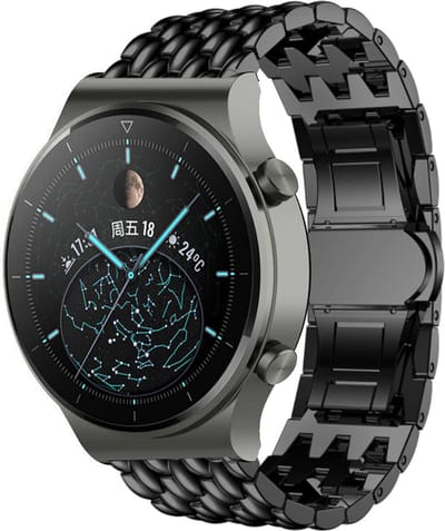 Strap-it Stalen drakenpatroon bandje - geschikt voor Huawei Watch GT 2 Pro / GT 2 / GT 3 / GT 3 Pro 46mm / GT 4 46mm / GT 5 & 5 Pro (46mm) / GT 4 46mm / GT 5 & 5 Pro (46mm) / GT Runner / Watch 3 - Pro / Watch 4 (Pro) / Watch Ultimate - zwart