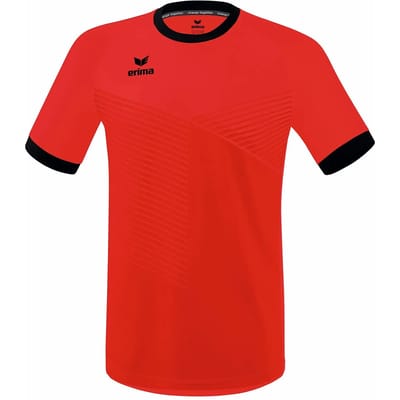 Erima Mantua Shirt Korte Mouw Kinderen - Zwart / Rood | Maat: 140