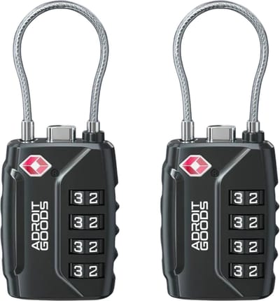 AdroitGoods Kofferslot - TSA Reisslot - Hangslot - 4 Cijferig - 2 Stuks - Zwart