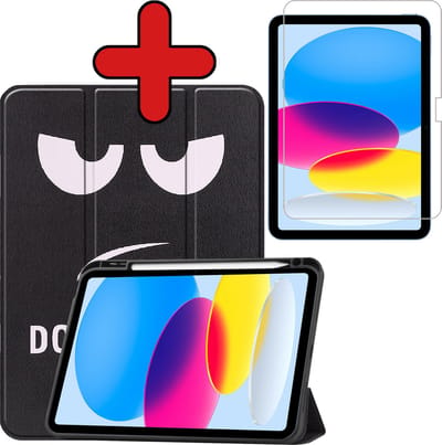 BTH Tablet Hoesje - Geschikt voor iPad 2022 / 2025 (A16 ) / 2026 (A19) - Bookcase - Trifold - Cover - Stylus Pen Houder - Don't Touch Me