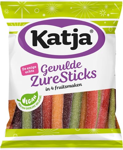 Katja Gevulde Zure Stick mix - 3 x 125 gr - Voordeelverpakking