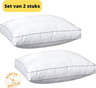 Bafra - Boxkussen - Hoofdkussen - 50x60x10 cm - Wit - set van 2 stuks - Navulbaar met ritssluiting - Hoofdkussen Nekklachten - Hoofdkussens Slaapkamer - Geschikt voor rug-, zij- en buikslapers - Orthopedisch - Ergonomisch