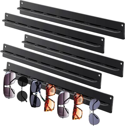 Zonnebril Organizer - Brilhouder Wandmontage - Opbergen en Tonen - Acryl Wandmontage - 28x3.8cm - Zwart
