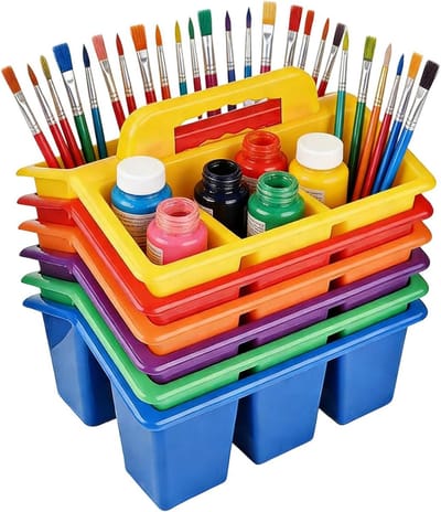 Bureau Opbergmand - Opbergbakje Bureau - Bureau Ordenen - Gecompartimenteerd Ontwerp - 19x28x19 cm - Zes Kleuren