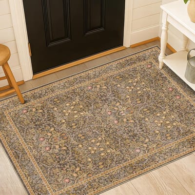 Donkergroen Wasbaar Entreekleed Voordeur Kleedjes Binnen Badkamer Kleine Kleedjes Vintage Bloemen Dunne Loper voor Keuken Boho Decor 30X50CM