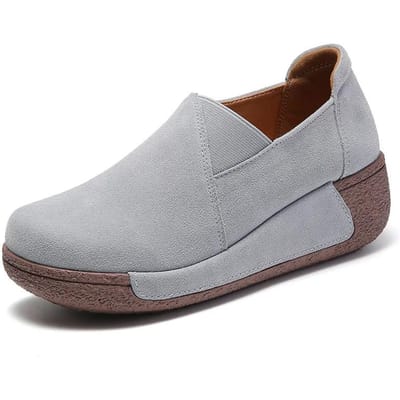 WOIZGIC Dames Moeder Vrouw Echt Leer Schoenen Platform Flats Loafers Instappers Koreaans Grote Maat 41 42 Gevulkaniseerde Schoenen 41