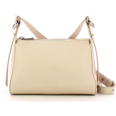 COCCINELLE Leren Schoudertas Bishop Mini Bag Grained Leather Lambskin White Crème