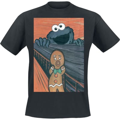 Sesame Street T-shirt - The Cookie Monster - Scream - XS tot XXL - voor Mannen - zwart