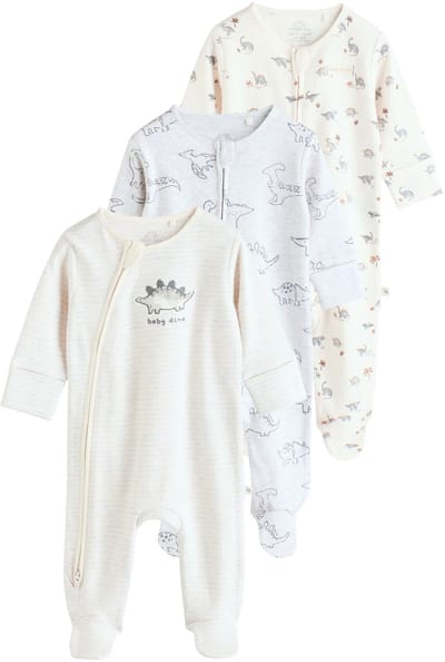Next - Jongens - Set van 3 babypyjama's met tweewegritssluiting - Grijs