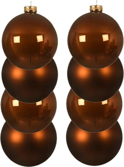 Decoris kerstballen - 8x st - kaneel bruin - D10 cm - glas - kerstversiering