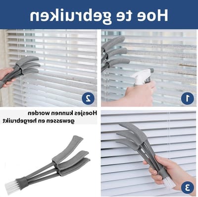 Jaloezie Reiniger - Lamellen Wisser - Stofvrij Huis - Met Borstel - 20 cm - Grijs