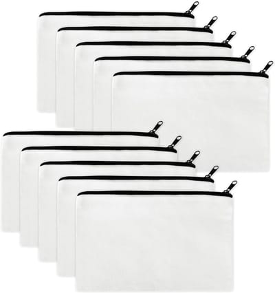 Set van 10 Lege Stofzakken met Rits voor Schilderen, DIY Make-up Tassen voor Pennen, Schoolbenodigdheden en Cosmetica, Multifunctionele Opbergzakken voor Studenten